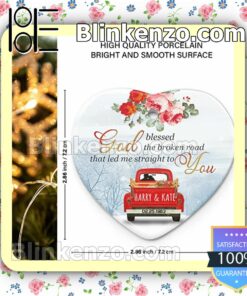 Beautiful Personalized Love Couple Red Truck God Blessed The Broken Road That Led Me Straight To You Hanging Ornaments
