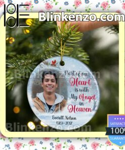 Only For Fan Personalized Photo Because Someone We Love Is In Heaven There's A Little Bit Of Heaven In Our Home Hanging Ornaments