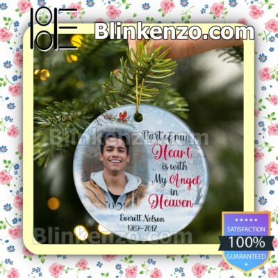 Only For Fan Personalized Photo Because Someone We Love Is In Heaven There's A Little Bit Of Heaven In Our Home Hanging Ornaments