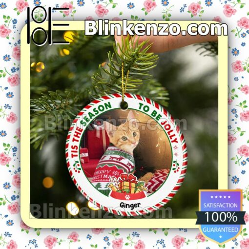 Us Store Personalized Photo Tis The Season To Be Jolly Dog Cat Hanging Ornaments