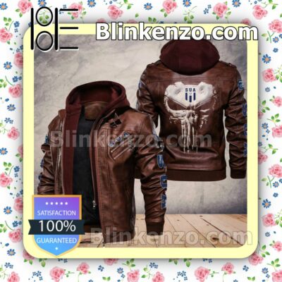 Sporting Union Agenais Men Leather Hooded Jacket a