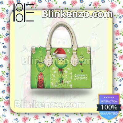 The Grinch Merry Christmas Let It Snow Leather Totes Bag c