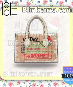 The Grinch My Day I'm Booked Leather Totes Bag c