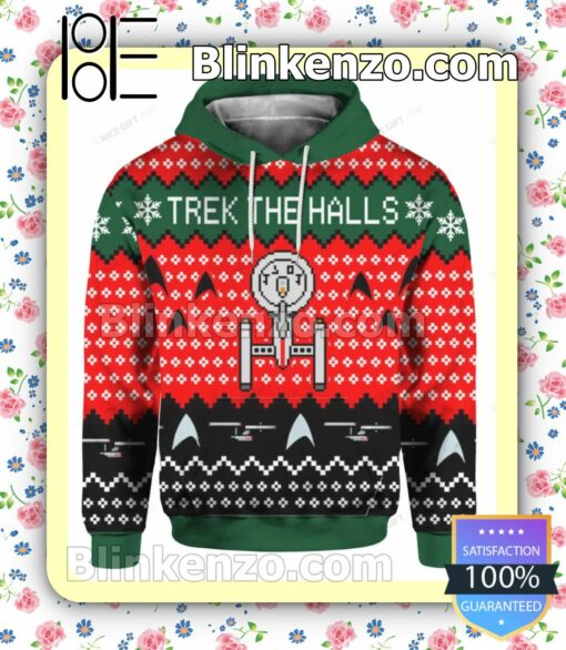 Trek The Halls Star Trek Christmas Pullover Hoodie Jacket a