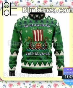 Viking Ship Fa-la-la-la-la Valhalla-la Green Christmas Sweatshirts