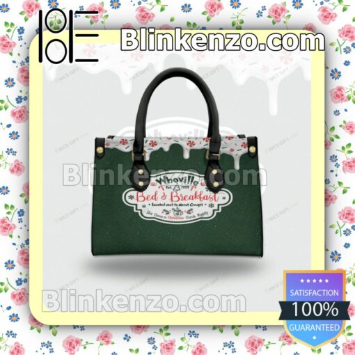 Whoville Est 1954 Bed And Breakfast Leather Totes Bag c