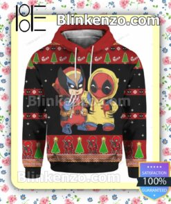 Wolverine And Deadpool Christmas Pullover Hoodie Jacket a