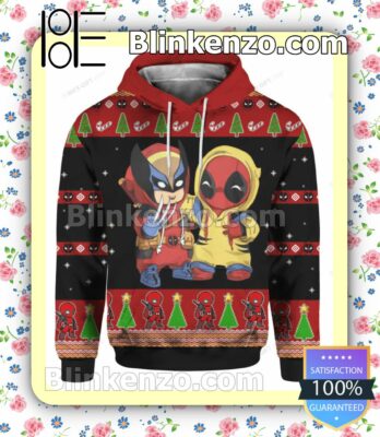 Wolverine And Deadpool Christmas Pullover Hoodie Jacket a