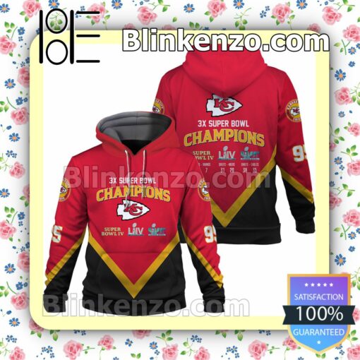 3X Super Bowl Champions Best Team Kansas City Chiefs Pullover Hoodie Jacket