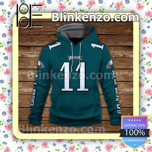 A. J. Brown 11 Beat The Chiefs Go Birds Philadelphia Eagles Pullover Hoodie Jacket a