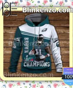 A. J. Brown 11 Philadelphia Eagles NFC Champions Pullover Hoodie Jacket a
