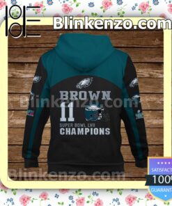 A. J. Brown 11 Super Bowl Champions Philadelphia Eagles Pullover Hoodie Jacket b