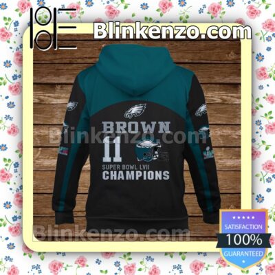 A. J. Brown 11 Super Bowl Champions Philadelphia Eagles Pullover Hoodie Jacket b