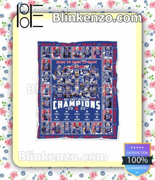 Buffalo Bills Back To Back To Back Afc East Division Champions 2022 NFL Quilted Blanket a