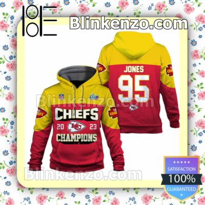 Chris Jones 95 Chiefs 2023 Champions Kansas City Chiefs Pullover Hoodie Jacket