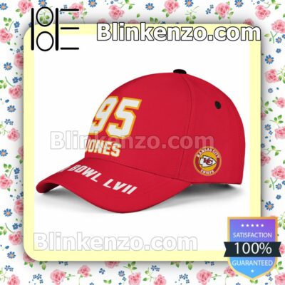 Chris Jones 95 Kansas City Chiefs 2023 Super Bowl LVII Adjustable Hat b
