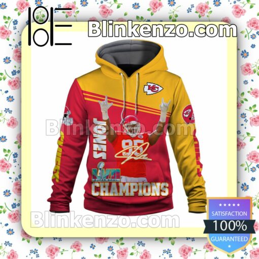 Chris Jones 95 Kansas City Chiefs AFC Champions Pullover Hoodie Jacket a