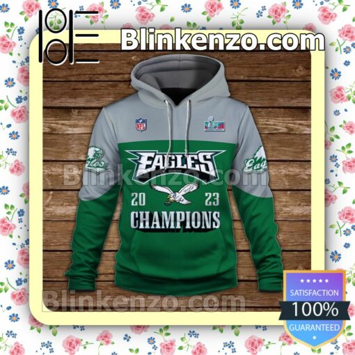 DeVonta Smith 6 Eagles 2023 Champions Philadelphia Eagles Pullover Hoodie Jacket a