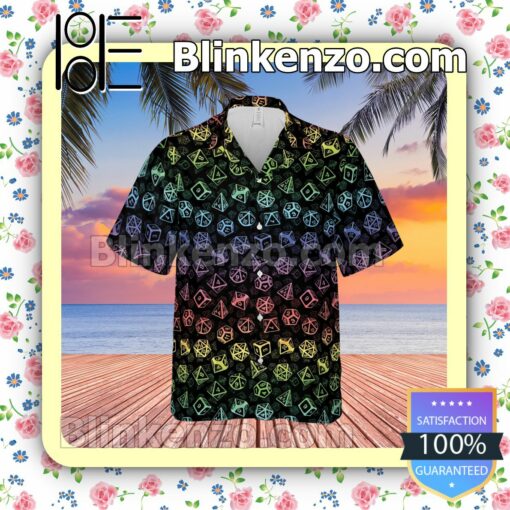 Dungeons And Dragons Rainbow Dice Set Hawaii Short Sleeve Shirt a