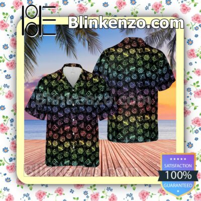 Dungeons And Dragons Rainbow Dice Set Hawaii Short Sleeve Shirt b