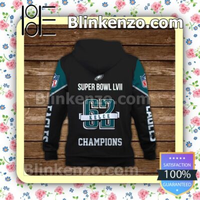 Eagles Champions Kelce 62 Philadelphia Eagles Pullover Hoodie Jacket b