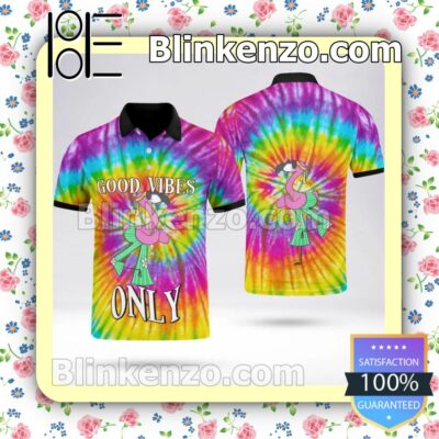 Real Flamingo Good Vibes Only Tie Dye Jacket Polo Shirt