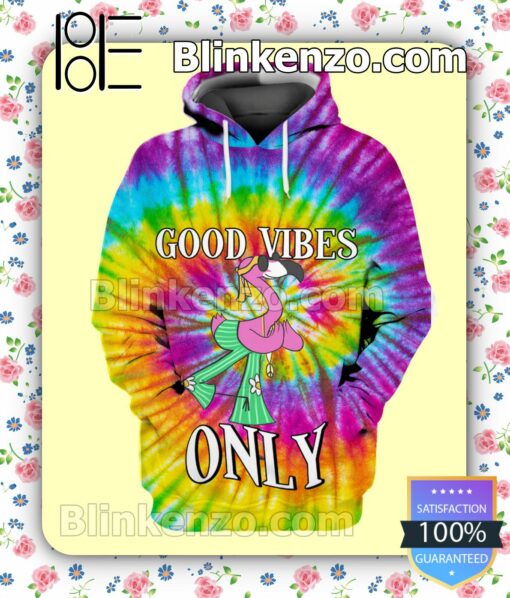 Great artwork! Flamingo Good Vibes Only Tie Dye Jacket Polo Shirt
