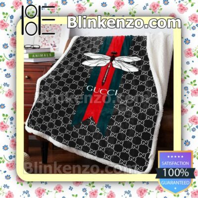 Gucci Dragonfly Black Monogram Luxury Brands Blanket