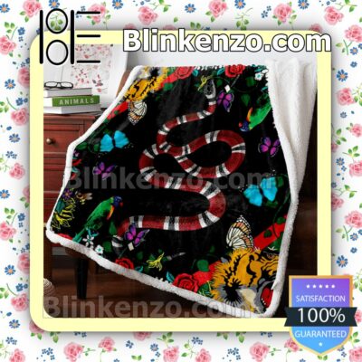 Gucci Snake Butterfly Garden Luxury Brands Blanket