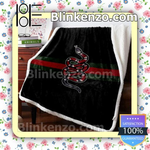 Gucci Snake On Stripe Black Luxury Brands Blanket