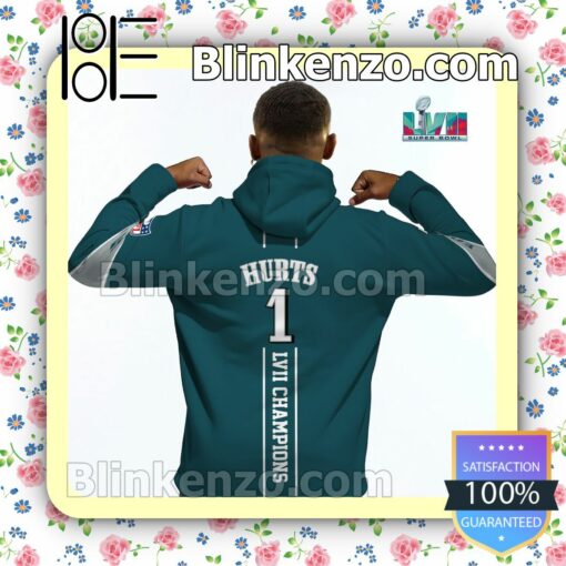 Hurts LVII Champions Eagles Team Philadelphia Eagles Pullover Hoodie Jacket b