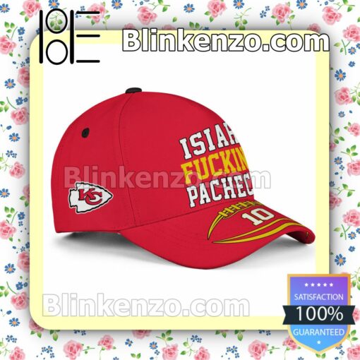 Isiah Fuckin Pacheco 10 Kansas City Chiefs Adjustable Hat a