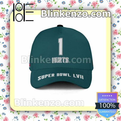 Jalen Hurts 1 Philadelphia Eagles 2023 Super Bowl Adjustable Hat
