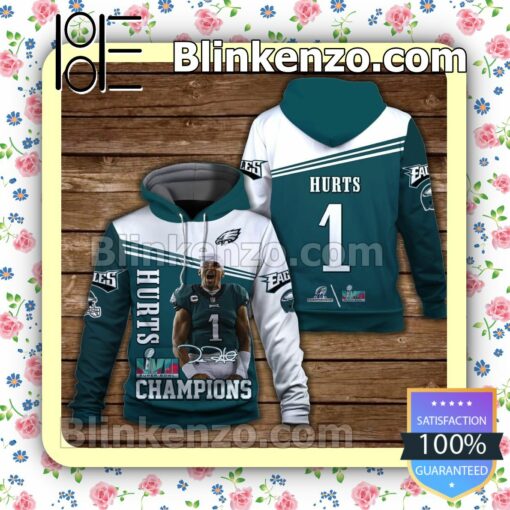 Jalen Hurts 1 Philadelphia Eagles NFC Champions Pullover Hoodie Jacket