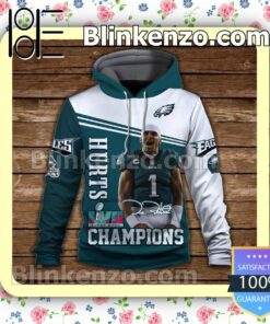 Jalen Hurts 1 Philadelphia Eagles NFC Champions Pullover Hoodie Jacket a