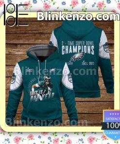 Jalen Hurts Two Time Super Bowl Champions Philadelphia Eagles Pullover Hoodie Jacket