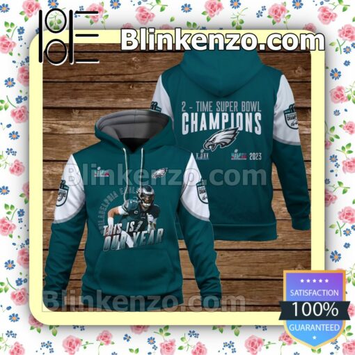 Jalen Hurts Two Time Super Bowl Champions Philadelphia Eagles Pullover Hoodie Jacket