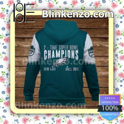 Jalen Hurts Two Time Super Bowl Champions Philadelphia Eagles Pullover Hoodie Jacket b