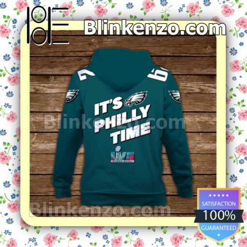 Jason Kelce 62 It Is Philly Time Philadelphia Eagles Pullover Hoodie Jacket b