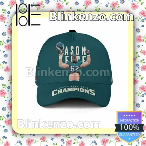 Jason Kelce 62 Philadelphia Eagles Super Bowl LVII Champion Adjustable Hat