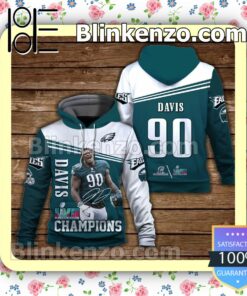 Jordan Davis 90 Philadelphia Eagles NFC Champions Pullover Hoodie Jacket