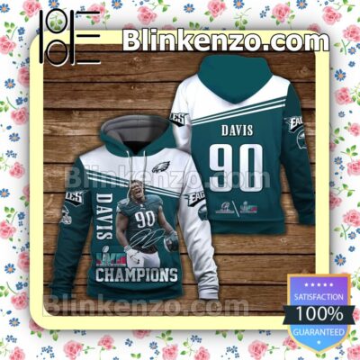 Jordan Davis 90 Philadelphia Eagles NFC Champions Pullover Hoodie Jacket