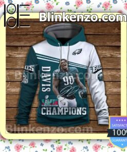 Jordan Davis 90 Philadelphia Eagles NFC Champions Pullover Hoodie Jacket a