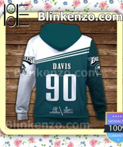 Jordan Davis 90 Philadelphia Eagles NFC Champions Pullover Hoodie Jacket b