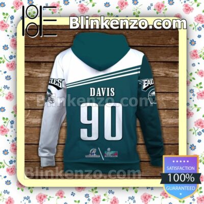 Jordan Davis 90 Philadelphia Eagles NFC Champions Pullover Hoodie Jacket b