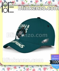 Jordan Davis 90 Philadelphia Eagles Super Bowl LVII Champion Adjustable Hat b