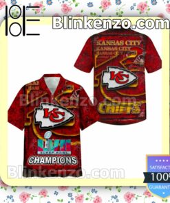 Kansas City Chiefs Logo Lvii Super Bowl Champions Casual Button Down Shirt