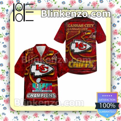 Kansas City Chiefs Logo Lvii Super Bowl Champions Casual Button Down Shirt