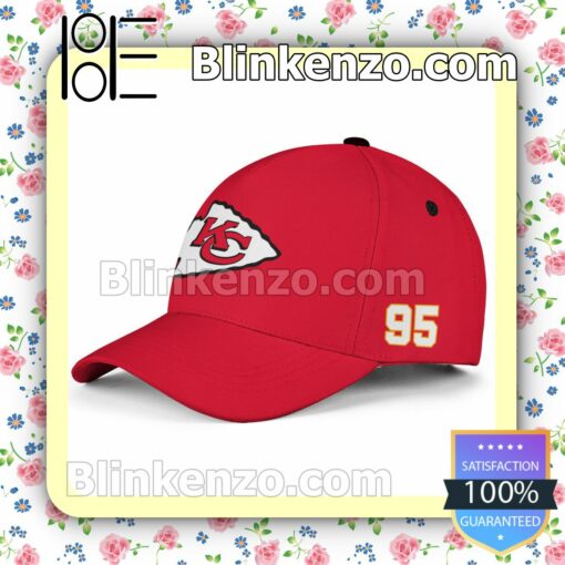 Kansas City Logo Number 95 Chris Jones Adjustable Hat