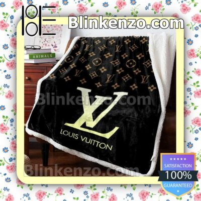 Louis Vuitton Big Logo On The Bottom Black Luxury Brands Blanket